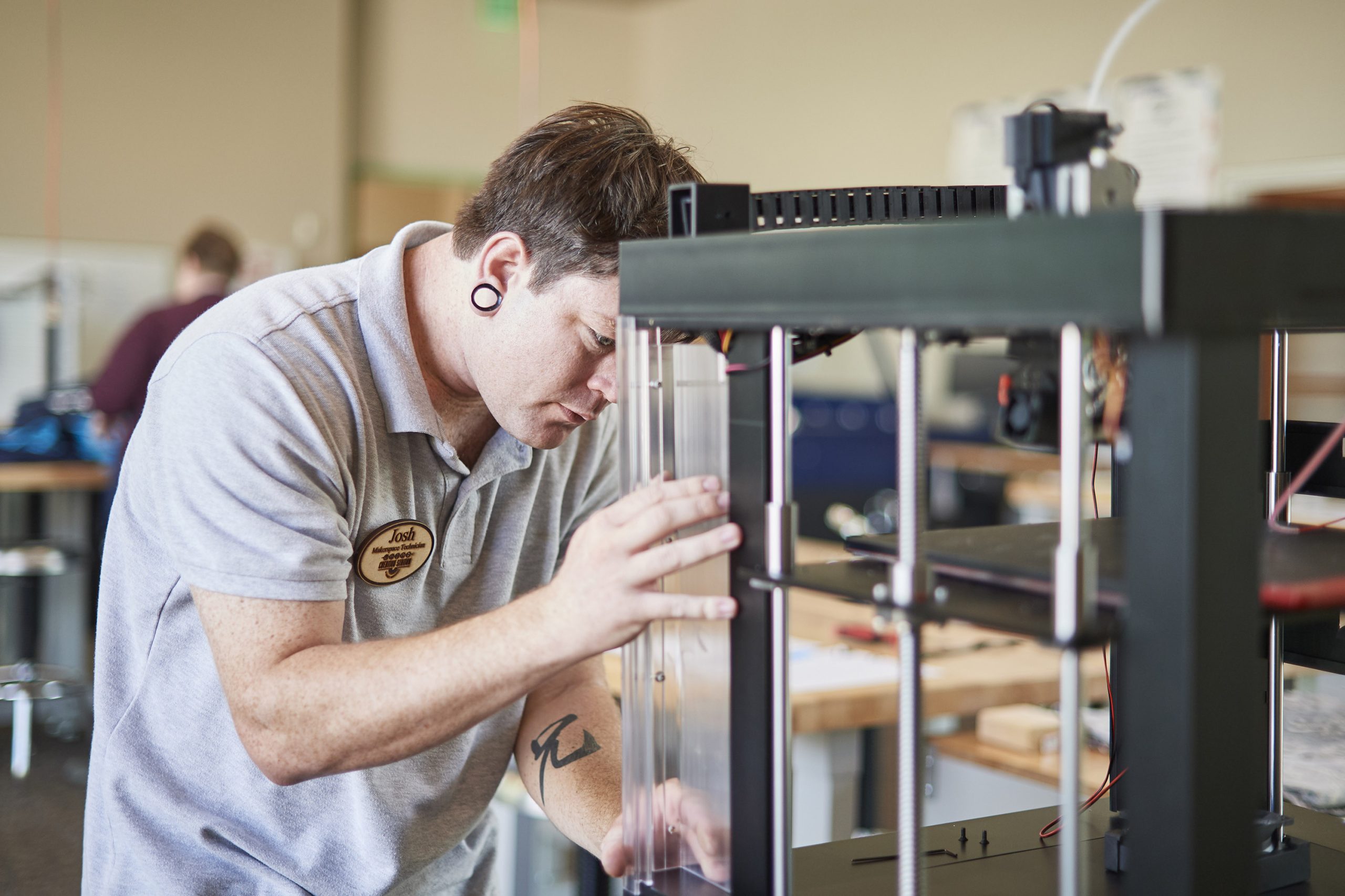 RCLS Staff with 3-D Printer at LaQuinta Makerspace